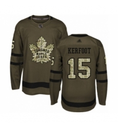 Youth Toronto Maple Leafs #15 Alexander Kerfoot Authentic Green Salute to Service Hockey Jersey