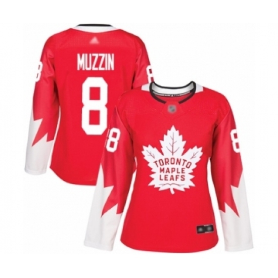 Women's Toronto Maple Leafs #8 Jake Muzzin Authentic Red Alternate Hockey Jersey Women's Toronto Maple Leafs #8 Jake Muzzin Authentic Red Alternate Hockey Jersey