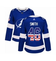 Women's Tampa Bay Lightning #46 Gemel Smith Authentic Blue USA Flag Fashion Hockey Jersey