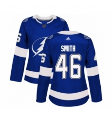 Women's Tampa Bay Lightning #46 Gemel Smith Authentic Royal Blue Home Hockey Jersey