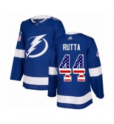 Men's Tampa Bay Lightning #44 Jan Rutta Authentic Blue USA Flag Fashion Hockey Jersey