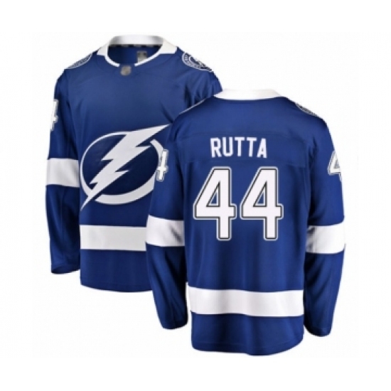 Men's Tampa Bay Lightning #44 Jan Rutta Fanatics Branded Blue Home Breakaway Hockey Jersey Men's Tampa Bay Lightning #44 Jan Rutta Fanatics Branded Blue Home Breakaway Hockey Jersey