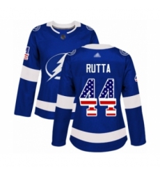 Women's Tampa Bay Lightning #44 Jan Rutta Authentic Blue USA Flag Fashion Hockey Jersey