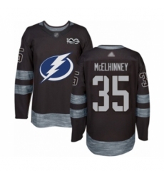 Men's Tampa Bay Lightning #35 Curtis McElhinney Authentic Black 1917-2017 100th Anniversary Hockey Jersey