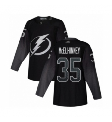 Men's Tampa Bay Lightning #35 Curtis McElhinney Authentic Black Alternate Hockey Jersey