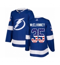 Men's Tampa Bay Lightning #35 Curtis McElhinney Authentic Blue USA Flag Fashion Hockey Jersey
