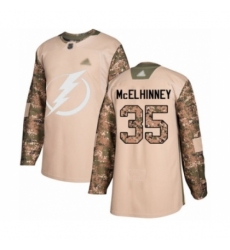 Men's Tampa Bay Lightning #35 Curtis McElhinney Authentic Camo Veterans Day Practice Hockey Jersey