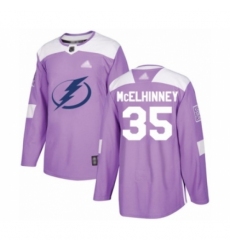 Men's Tampa Bay Lightning #35 Curtis McElhinney Authentic Purple Fights Cancer Practice Hockey Jersey