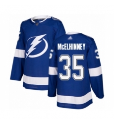 Men's Tampa Bay Lightning #35 Curtis McElhinney Authentic Royal Blue Home Hockey Jersey