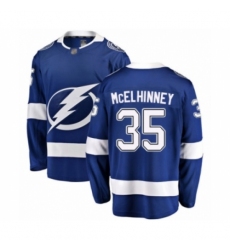 Men's Tampa Bay Lightning #35 Curtis McElhinney Fanatics Branded Blue Home Breakaway Hockey Jersey