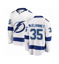 Men's Tampa Bay Lightning #35 Curtis McElhinney Fanatics Branded White Away Breakaway Hockey Jersey