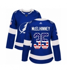 Women's Tampa Bay Lightning #35 Curtis McElhinney Authentic Blue USA Flag Fashion Hockey Jersey