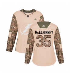 Women's Tampa Bay Lightning #35 Curtis McElhinney Authentic Camo Veterans Day Practice Hockey Jersey