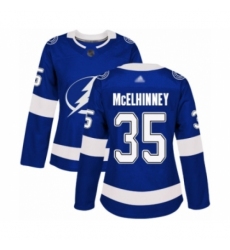 Women's Tampa Bay Lightning #35 Curtis McElhinney Authentic Royal Blue Home Hockey Jersey