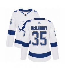 Women's Tampa Bay Lightning #35 Curtis McElhinney Authentic White Away Hockey Jersey