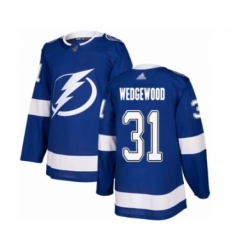 Men's Tampa Bay Lightning #31 Scott Wedgewood Authentic Royal Blue Home Hockey Jersey