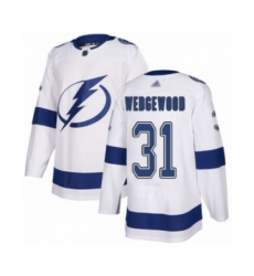 Men's Tampa Bay Lightning #31 Scott Wedgewood Authentic White Away Hockey Jersey