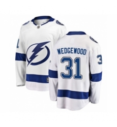 Men's Tampa Bay Lightning #31 Scott Wedgewood Fanatics Branded White Away Breakaway Hockey Jersey
