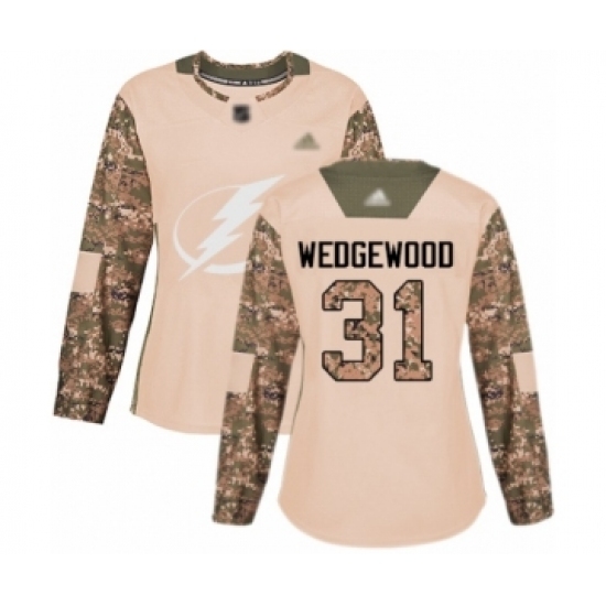 Women's Tampa Bay Lightning #31 Scott Wedgewood Authentic Camo Veterans Day Practice Hockey Jersey Women's Tampa Bay Lightning #31 Scott Wedgewood Authentic Camo Veterans Day Practice Hockey Jersey