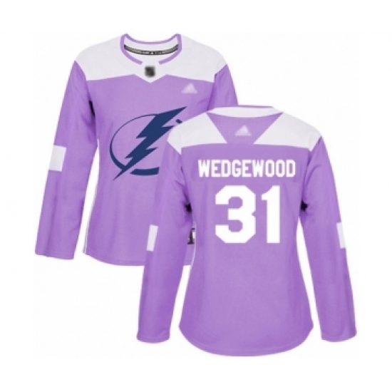 Women's Tampa Bay Lightning #31 Scott Wedgewood Authentic Purple Fights Cancer Practice Hockey Jersey Women's Tampa Bay Lightning #31 Scott Wedgewood Authentic Purple Fights Cancer Practice Hockey Jersey