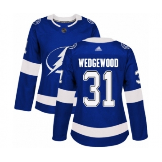 Women's Tampa Bay Lightning #31 Scott Wedgewood Authentic Royal Blue Home Hockey Jersey Women's Tampa Bay Lightning #31 Scott Wedgewood Authentic Royal Blue Home Hockey Jersey