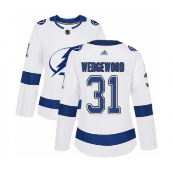 Women's Tampa Bay Lightning #31 Scott Wedgewood Authentic White Away Hockey Jersey Women's Tampa Bay Lightning #31 Scott Wedgewood Authentic White Away Hockey Jersey