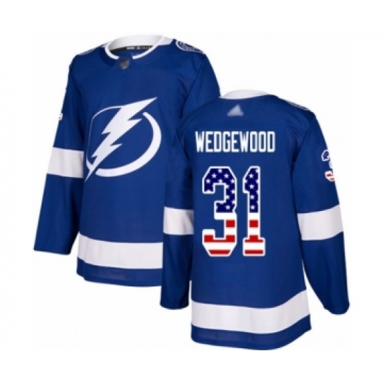 Youth Tampa Bay Lightning #31 Scott Wedgewood Authentic Blue USA Flag Fashion Hockey Jersey Youth Tampa Bay Lightning #31 Scott Wedgewood Authentic Blue USA Flag Fashion Hockey Jersey