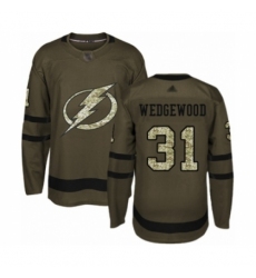 Youth Tampa Bay Lightning #31 Scott Wedgewood Authentic Green Salute to Service Hockey Jersey