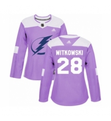 Women's Tampa Bay Lightning #28 Luke Witkowski Authentic Purple Fights Cancer Practice Hockey Jersey