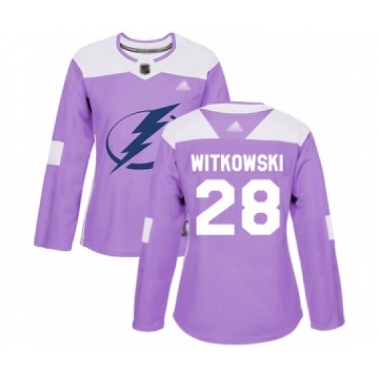 Women's Tampa Bay Lightning #28 Luke Witkowski Authentic Purple Fights Cancer Practice Hockey Jersey Women's Tampa Bay Lightning #28 Luke Witkowski Authentic Purple Fights Cancer Practice Hockey Jersey