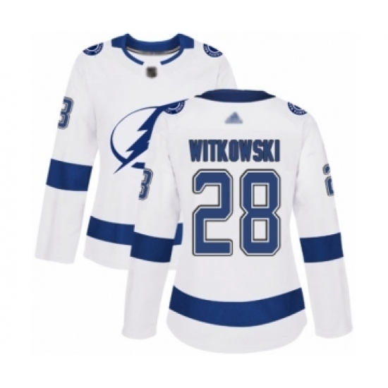 Women's Tampa Bay Lightning #28 Luke Witkowski Authentic White Away Hockey Jersey Women's Tampa Bay Lightning #28 Luke Witkowski Authentic White Away Hockey Jersey