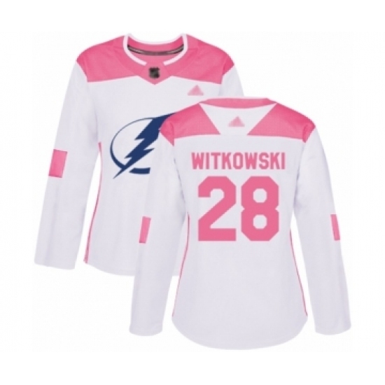Women's Tampa Bay Lightning #28 Luke Witkowski Authentic White Pink Fashion Hockey Jersey Women's Tampa Bay Lightning #28 Luke Witkowski Authentic White Pink Fashion Hockey Jersey