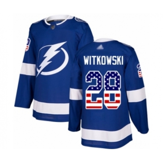 Youth Tampa Bay Lightning #28 Luke Witkowski Authentic Blue USA Flag Fashion Hockey Jersey Youth Tampa Bay Lightning #28 Luke Witkowski Authentic Blue USA Flag Fashion Hockey Jersey