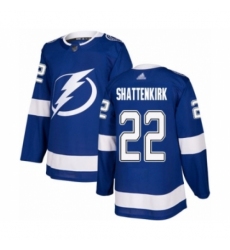Men's Tampa Bay Lightning #22 Kevin Shattenkirk Authentic Royal Blue Home Hockey Jersey