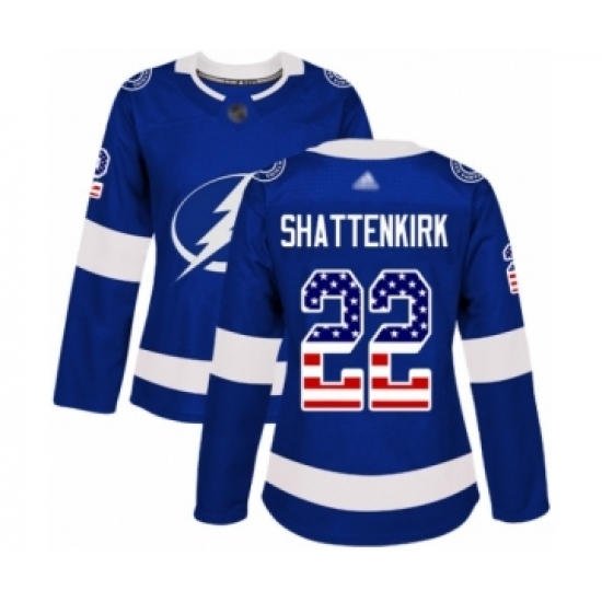 Women's Tampa Bay Lightning #22 Kevin Shattenkirk Authentic Blue USA Flag Fashion Hockey Jersey Women's Tampa Bay Lightning #22 Kevin Shattenkirk Authentic Blue USA Flag Fashion Hockey Jersey