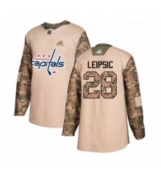 Men's Washington Capitals #28 Brendan Leipsic Authentic Camo Veterans Day Practice Hockey Jersey