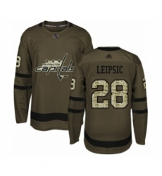 Men's Washington Capitals #28 Brendan Leipsic Authentic Green Salute to Service Hockey Jersey