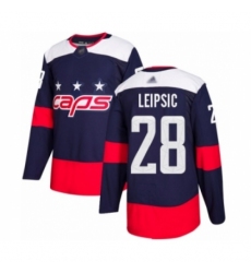 Men's Washington Capitals #28 Brendan Leipsic Authentic Navy Blue 2018 Stadium Series Hockey Jersey