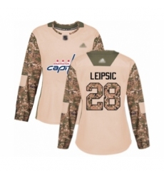 Women's Washington Capitals #28 Brendan Leipsic Authentic Camo Veterans Day Practice Hockey Jersey