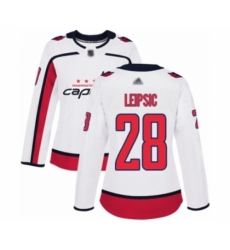 Women's Washington Capitals #28 Brendan Leipsic Authentic White Away Hockey Jersey
