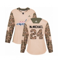 Women's Washington Capitals #24 Connor McMichael Authentic Camo Veterans Day Practice Hockey Jersey