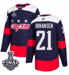 Men's Adidas Washington Capitals #21 Lucas Johansen Authentic Navy Blue 2018 Stadium Series 2018 Stanley Cup Final NHL Jersey