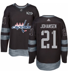 Men's Adidas Washington Capitals #21 Lucas Johansen Premier Black 1917-2017 100th Anniversary NHL Jersey