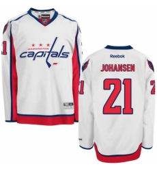 Men's Reebok Washington Capitals #21 Lucas Johansen Authentic White Away NHL Jersey