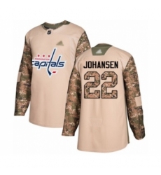 Men's Washington Capitals #22 Lucas Johansen Authentic Camo Veterans Day Practice Hockey Jersey