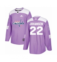 Men's Washington Capitals #22 Lucas Johansen Authentic Purple Fights Cancer Practice Hockey Jersey