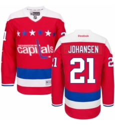 Women's Reebok Washington Capitals #21 Lucas Johansen Premier Red Third NHL Jersey