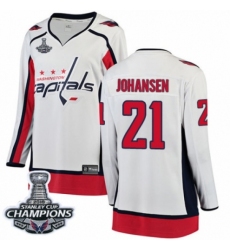 Women's Washington Capitals #21 Lucas Johansen Fanatics Branded White Away Breakaway 2018 Stanley Cup Final Champions NHL Jersey
