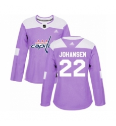 Women's Washington Capitals #22 Lucas Johansen Authentic Purple Fights Cancer Practice Hockey Jersey