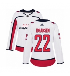 Women's Washington Capitals #22 Lucas Johansen Authentic White Away Hockey Jersey